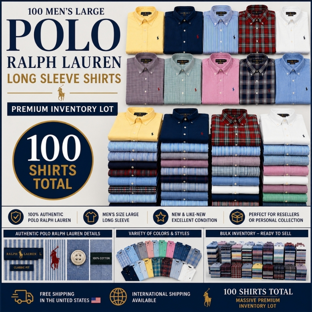 100 Men’s Large  Long Sleeve Shirts – Premium Inventory Lot – $2,599